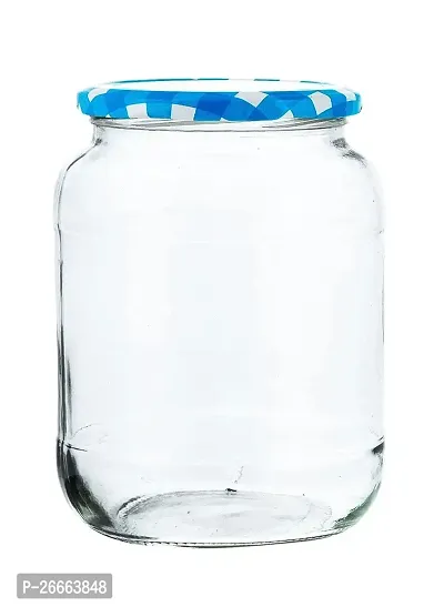 MACHAK Big Kitchen Storage Glass Jar and Container Airtight Blue Check Lid, 1400ml (Set of 2)-thumb4