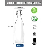 MACHAK Glass Water Bottle For Fridge With Flip Cap, 1 Litre,-thumb1