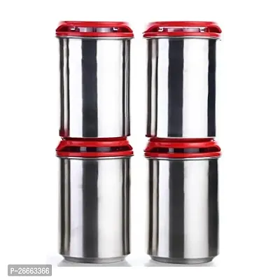 Machak Steel Airtight Containers Set for Kitchen Storage, 1200ml (Red, Set of 4)