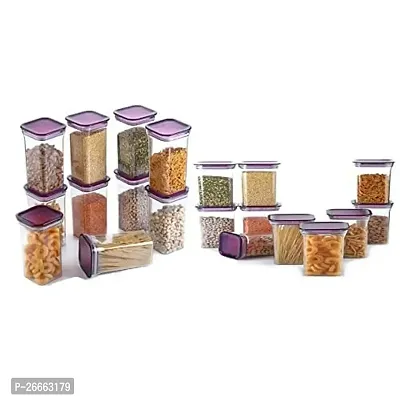 Machak Plastic Unbreakable Air Tight Food Storage Jar Kitchen Container Set (Purple, 20 Pc)-thumb0