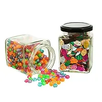 Machak Square Glass Jar 250 ml With Airtight Lid For Kitchen Storage, Black (4 Pieces)-thumb3