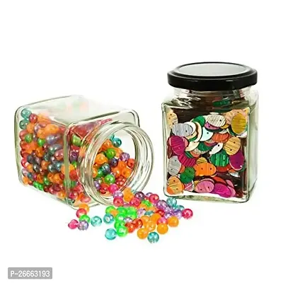 Machak Square Glass Jar 250 ml With Airtight Lid For Kitchen Storage, Black (4 Pieces)-thumb4