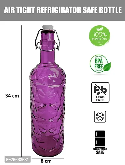 MACHAK Flower Crysta Glass Water Bottle For Kitchen 1 ltr, Assorted Color (Multi, 1)-thumb2