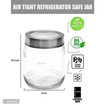 Machak Round Grip Glass Storage Containers  Jar for Kitchen with Steel Lid, 500ml (Set of 6)-thumb2