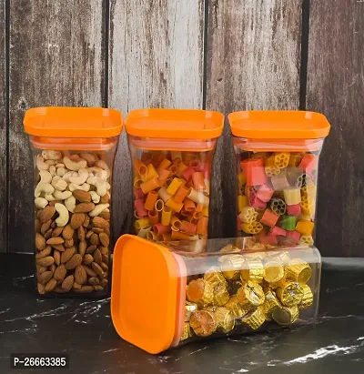 MACHAK Air Tight Containers Plastic Boxes For Storage Kitchen Container Set, 1100ml (Orange, 4 Pcs)-thumb2