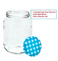 MACHAK Big Kitchen Storage Glass Jar and Container Airtight Blue Check Lid, 1400ml (Set of 3)-thumb3