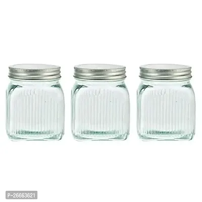 Machak Liner Glass Jars for Kitchen Storage With Metal Lid, 600 ml (Clear, 3 Pieces)