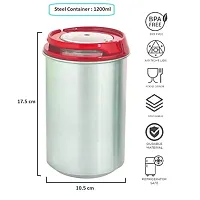 Machak Steel Kitchen Storage Containers Set with Lid, 1200ml(Set of 6) (Red)-thumb2