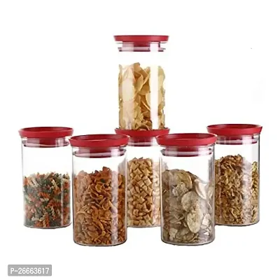 Machak Xcllent Container Set for Kitchen Airtight, Unbreakable, 1400ml (6 Pieces) (Red)-thumb0