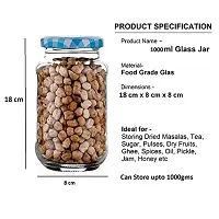 Machak Big Glass Jars For Kitchen Storage 1kg, Blue Check Lids (12 Pieces)-thumb2