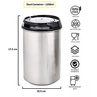 Slings Steel Airtight Containers Set for Kitchen Storage, 1200ml, Set of 2 (Black)-thumb3