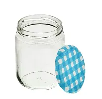 MACHAK Glass Jars For Kitchen Storage 500ml, Airtight, Blue Check Lids (6 Pieces)-thumb1