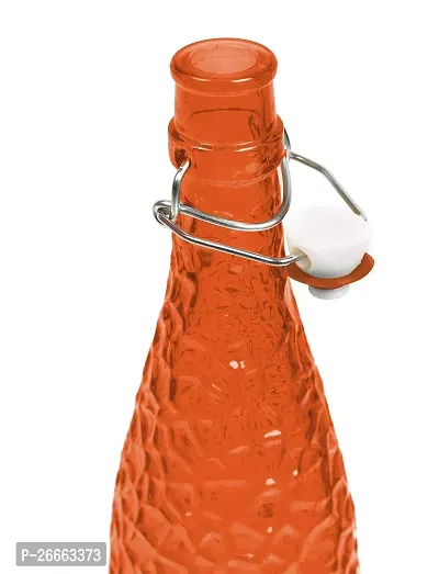 MACHAK Crick Glass Water Bottle For Fridge 1 ltr (Orange, 1)-thumb3