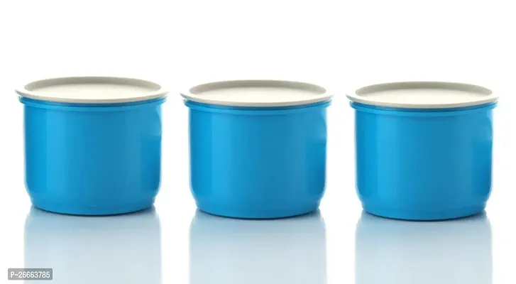 MACHAK Round Plastic Containers Set For Kitchen With Lid Airtight, Set of 3 (1250ml) (Blue)