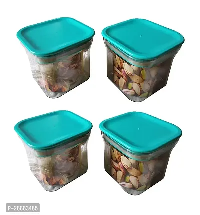 MACHAK Unbreakable Air Tight Food Storage Jar Kitchen Container Set | 600ml | Sky Blue | 4 Pc