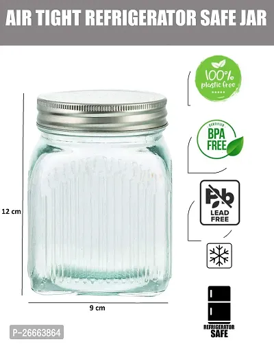 MACHAK Liner Glass Jars for Kitchen Storage With Metal Lid, 600 ml (Clear, 2 Pieces)-thumb2