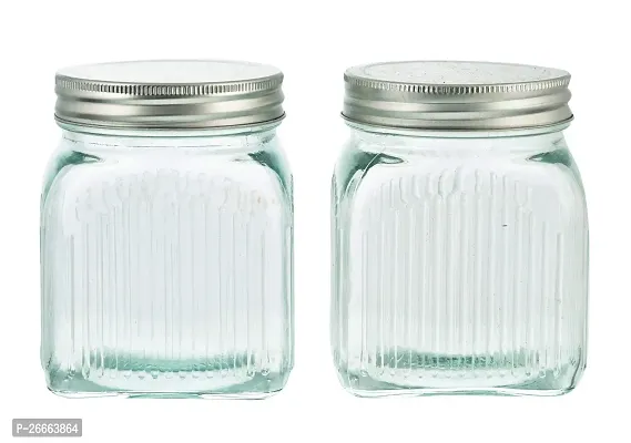 MACHAK Liner Glass Jars for Kitchen Storage With Metal Lid, 600 ml (Clear, 2 Pieces)