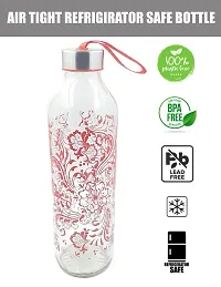 MACHAK RedFlo Glass Water Bottle For Fridge With Steel Screw Cap, 800ml (1 Pc)-thumb2