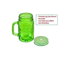 Machak Mason Glass Jar Mug With Handle 500ml - Multicolor (6 Pieces)-thumb4