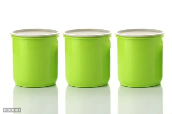 MACHAK Round Plastic Containers Set For Kitchen With Lid Airtight, Set of 3 (1750ml) (Chartreuse)