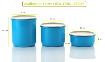 MACHAK Round Plastic Containers Set For Kitchen With Lid Airtight, Set of 3 (1250ml) (Blue)-thumb1