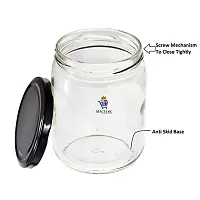 Machak Round Glass Jar With Airtight Lid For Kitchen Storage, Black, 200ml (3 Pieces)-thumb1