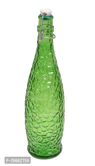 MACHAK Crick Glass Water Bottle For Fridge 1 ltr (Green, 1)-thumb2