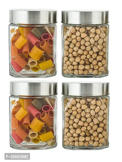 MACHAK Lumo Kitchen Storage Glass Containers With Steel Lid, 350 ml Clear