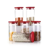 Machak Xcllent Container Set for Kitchen Airtight, Unbreakable, 1400 ml (10 Pieces) (Red)-thumb2