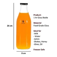 MACHAK Glass Bottle Set For Water Milk with Air Tight Cap, 1 Litre, Black-thumb3