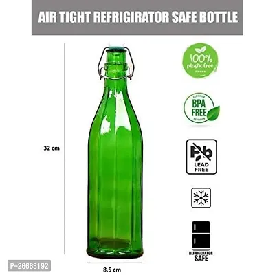 Machak Colhexa Glass Bottles With Cork 1litre, Kitchen Decoration (Green, 2 Pcs)-thumb2