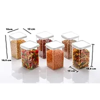 Machak Plastic Square Kitchen Storage Container Jar, Set of 9, 1100ml, Clear-thumb1