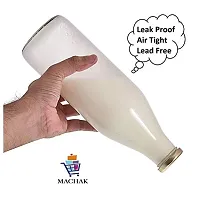 Machak Milk, Water and Juice Glass Bottle with Lid, 1 Litre, Clear (Set of 6)-thumb2