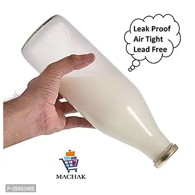 Machak Milk, Water and Juice Glass Bottle with Lid, 1 Litre, Clear (Set of 6)-thumb3