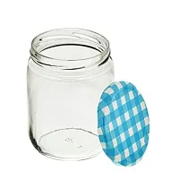 Machak Glass Jars For Kitchen Storage 500ml, Airtight , Blue Check Lids (10 Pieces)-thumb4