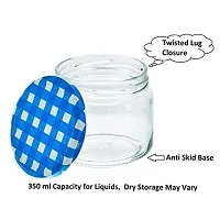 Machak Round Glass Jars Set For Kitchen Storage Airtight, 350ml, With Blue Lid (8 Pieces)-thumb3