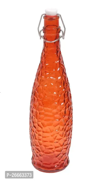 MACHAK Crick Glass Water Bottle For Fridge 1 ltr (Orange, 1)