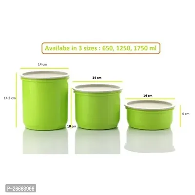 Machak Round Plastic Containers Set for Kitchen with Lid Airtight, Set of 6 (650ml) (Chartreuse)-thumb2