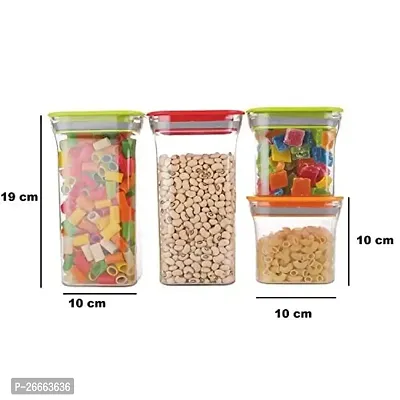 MACHAK Plastic Unbreakable Air Tight Food Storage Jar Kitchen Container Set (1100 ml, 600ml, Red, 8)-thumb2