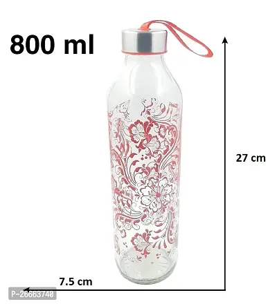 Machak Mysteri Glass Water Bottle For Fridge With Steel Screw Cap, 800ml (1 Pc)-thumb2