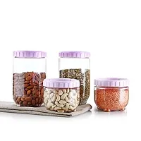 Machak Interlock Airtight Plastic Storage Container Set Transparent Jar (Pink, 8)-thumb2