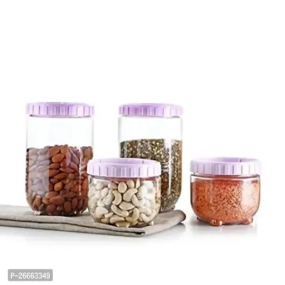 Machak Interlock Airtight Plastic Storage Container Set Transparent Jar (Pink, 8)-thumb3