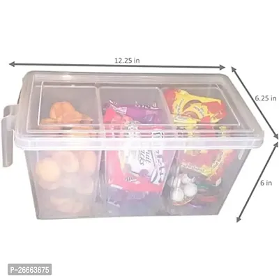 MACHAK Fridge Box Square Container With Handle Food Storage Organizer Boxes - Clear with Lid, Handle and 3 Smaller Bins-thumb4