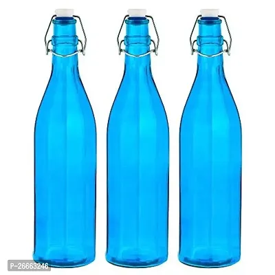 Machak Colhexa Glass Bottles With Cork 1litre, Kitchen Decoration (Blue, Set of 3)-thumb0