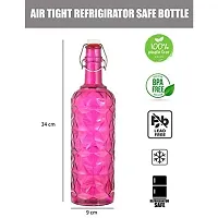 Machak Flower Crysta Glass Water Bottle For Kitchen, Home Decoration, 1 ltr (Pack of 2, Violet)-thumb2