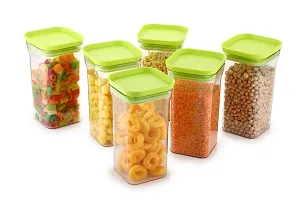 MACHAK Air Tight Containers Plastic Boxes For Storage Kitchen Container Set, 1100 Ml (19x10x10 cm) (Green, 4)-thumb1