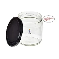 Machak Round Glass Jar With Airtight Lid For Kitchen Storage, Black, 200ml (3 Pieces)-thumb3