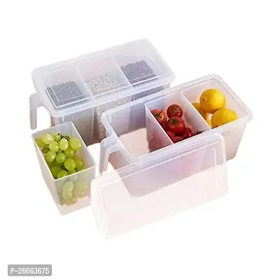 MACHAK Fridge Box Square Container With Handle Food Storage Organizer Boxes - Clear with Lid, Handle and 3 Smaller Bins-thumb0