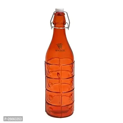 Machak Dropee Glass Bottle For Water 1 litre , (Orange, 1 Piece)