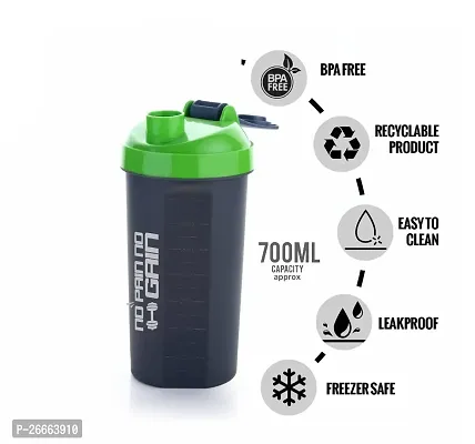 MACHAK Compact Gym Shaker Bottle With Blender Ball For Protein Shake, Bpa Free Material, Plastic, Assorted, 700ml - 1 Pc-thumb2